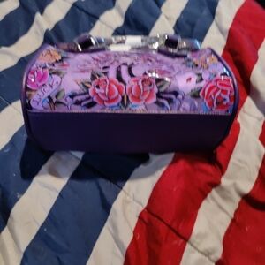 Ed Hardy Purple Crossbody Bag with Floral Design